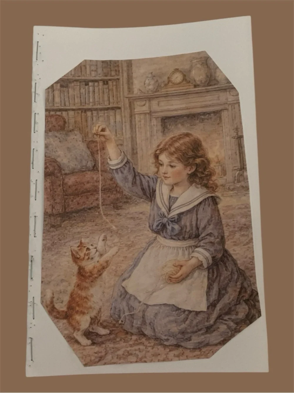 Handmade Vintage Kitten Journal | Cottagecore Girl and Cat Notebook